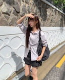 Suhi Rivet Pocket Strap Loose Fit Long Sleeve Shirt