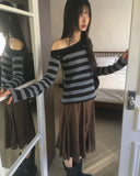 Binp Lace Corduroy Cut Midi Skirt