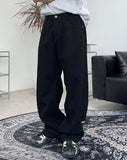 Eto Wide Black Cotton Pants
