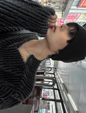 Fur stripe snap Tee