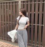 Span Slim Plain Short Sleeve T-shirt