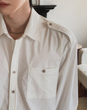 Soban epaulet crop long sleeve shirt