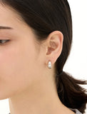 H Edition Silver (M) Matte Volume Hoop Earrings
