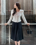 Jemu Satin Flare Midi Skirt