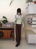 Neck String Incision Color Matching Zip Up