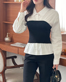 Collette Knit Top Color Matching Shirt