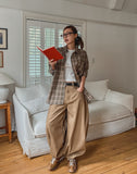 Pocky Button Neck Collar Check Shirt