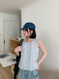 Modio Two-Way Ribbon Stripe Sleeveless Blouse