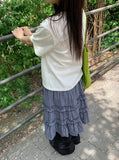 Burmil check midi banding skirt