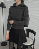 Chise cable knit half zip-up