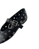 EYELET STRAP FLAT SHOES