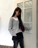 Mishu Color Matching Layered Loose Fit Long Sleeve Knit