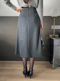 Milka Wool Brushed Pleated Long Skirt