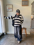 Corelli Button Stripe Hood Knit
