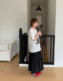 Haltri Lace Tiered Banding Long Skirt