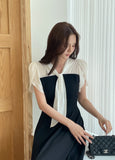Michelle Tie Color Matching Tulip Flare Long One Piece