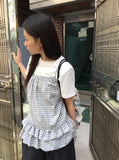 Yuhari Check Tiered Bustier Sleeveless Blouse