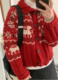 Runyu Nordic Deer Knit Cardigan