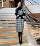 Piel Check Tweed Color Matching H-Line One Piece
