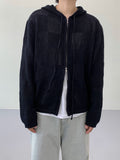 Chess Knit Hood Zip-up