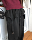 Herr Strap Banding Waist Layered Pile Training Skirt Pants