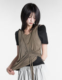 Noah Shirring Layered Sleeveless
