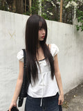 Noal Lace Ribbon Puff Sleeveless Blouse