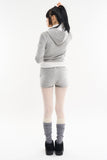 Cozy velour slim crop hood zip-up