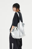 Wrinkle glossy big shoulder bag