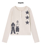 STAR 3 Henley Neck Long Sleeve T-Shirt