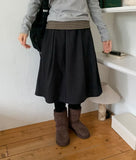 Hilton Peach Fuzz Pleated Banding Midi Skirt