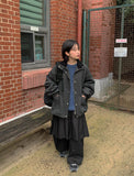 [BAONHAUS] Kitft Flower Corduroy Color Matching Collar Bomber Jacket