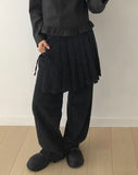 [Fake Layered] Skim Corduroy Banding Pleated Layered Wrap Skirt Pants