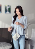 Lua V-neck Peplum Three Quarter Blouse