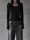 See-through deep round neck tee