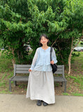 Huo Nylon Balloon Flare Banding Long Skirt