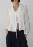 OPEN FRONT FRILL BLOUSE