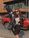 Chamber Color Matching Balloon Leather Jacket
