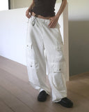 [Cool/Non-Fade] Senba String Wide Denim Cargo Pants