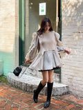 Charili Frill Long Blouse Knit Vest Two-Piece