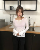 Linie Tencel See-Through Button Long Sleeve