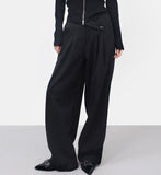 Moan Wool Diagonal Pin Tuck Pants