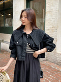 Milo Big Collar Crop Denim Jacket
