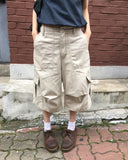 Toa Adjust Button Washing Pin Tuck Cargo Bermuda Pants
