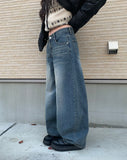 Put Washing Denim Wide Balloon Pants