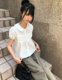 Popori Round Collar Short Sleeve Blouse