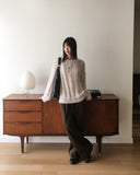 Aque Boatneck Off Shoulder Ribbed Angora Knit