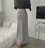 Low Rise Shibori Maxi A-Line Brushed Long Skirt