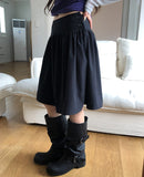 Huring Double Button Balloon Midi Skirt