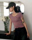 Rachyu  Vintage Stripe Slim Short Sleeve T-shirt